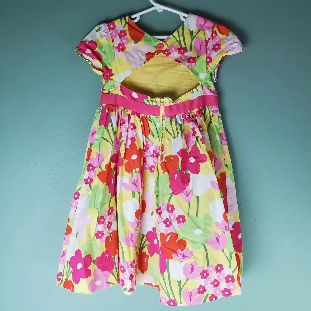 Gymboree Tea Time Afternoon Girls Flower Ribbon Dress Size 6
